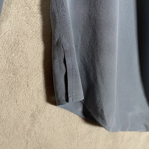 Eileen Fisher Blouse Women Small 100% Silk Crepe de Chine Drape Front Boxy Shirt - Picture 8 of 15